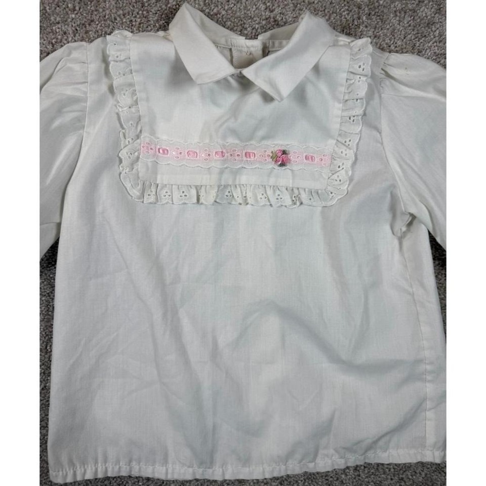 Vintage Girls White Lace Blouse Size 4 Belk Bugoff Brand Cottagecore - Picture 3 of 5